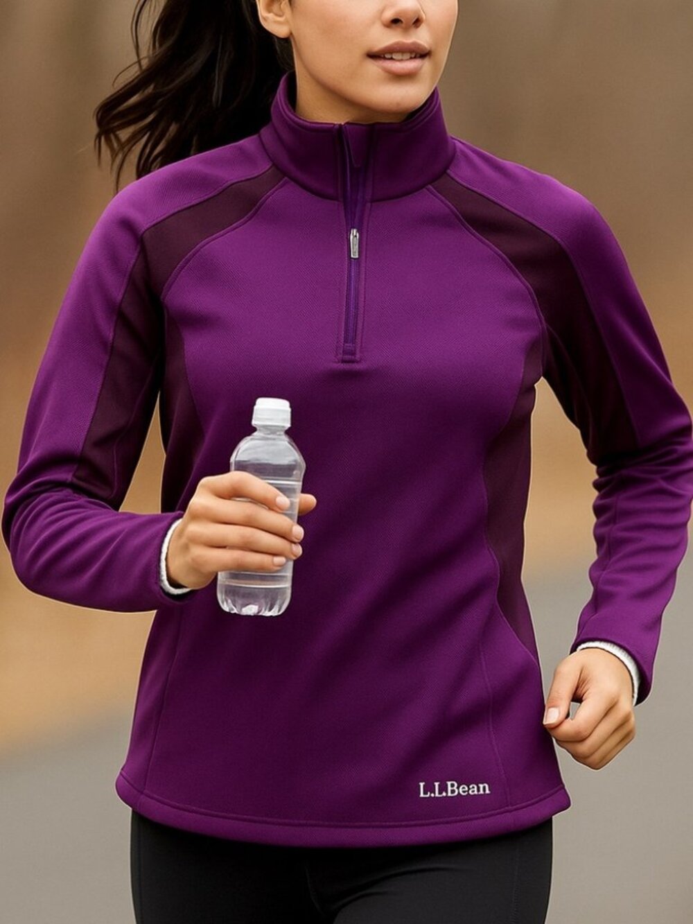 L.L. Bean Purple Quarter-Zip Midweight Pullover Long-Sleeve Jacket Women's XL
